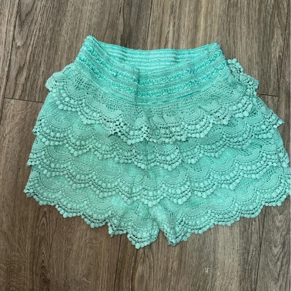 Charlotte-russe Women's Teal green Ruffled Shorts